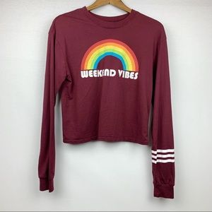 Wound Up Weekend Vibes Long Sleeve Rainbow Tee